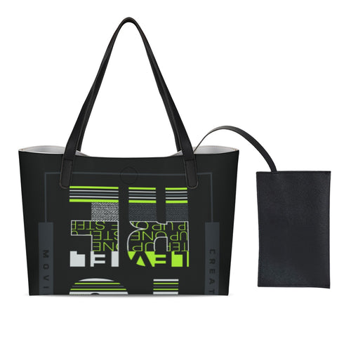 Shopping Tote Bag with Black Mini Purse – Large Capacity Women's Tote Bag Set for Travel & Everyday Carry