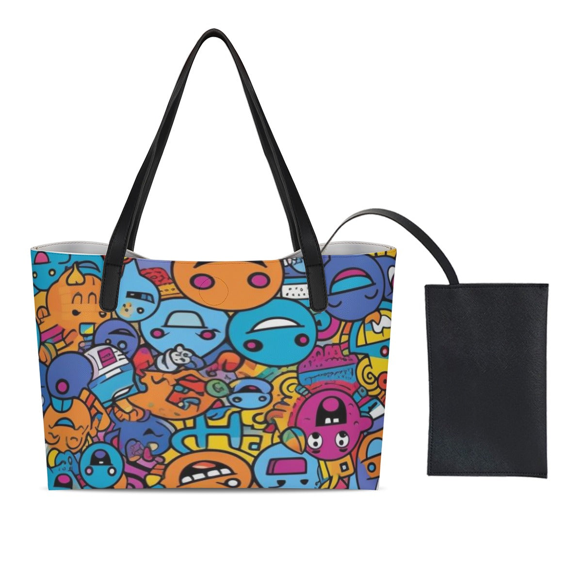 Shopping Tote Bag With Black Mini Purse