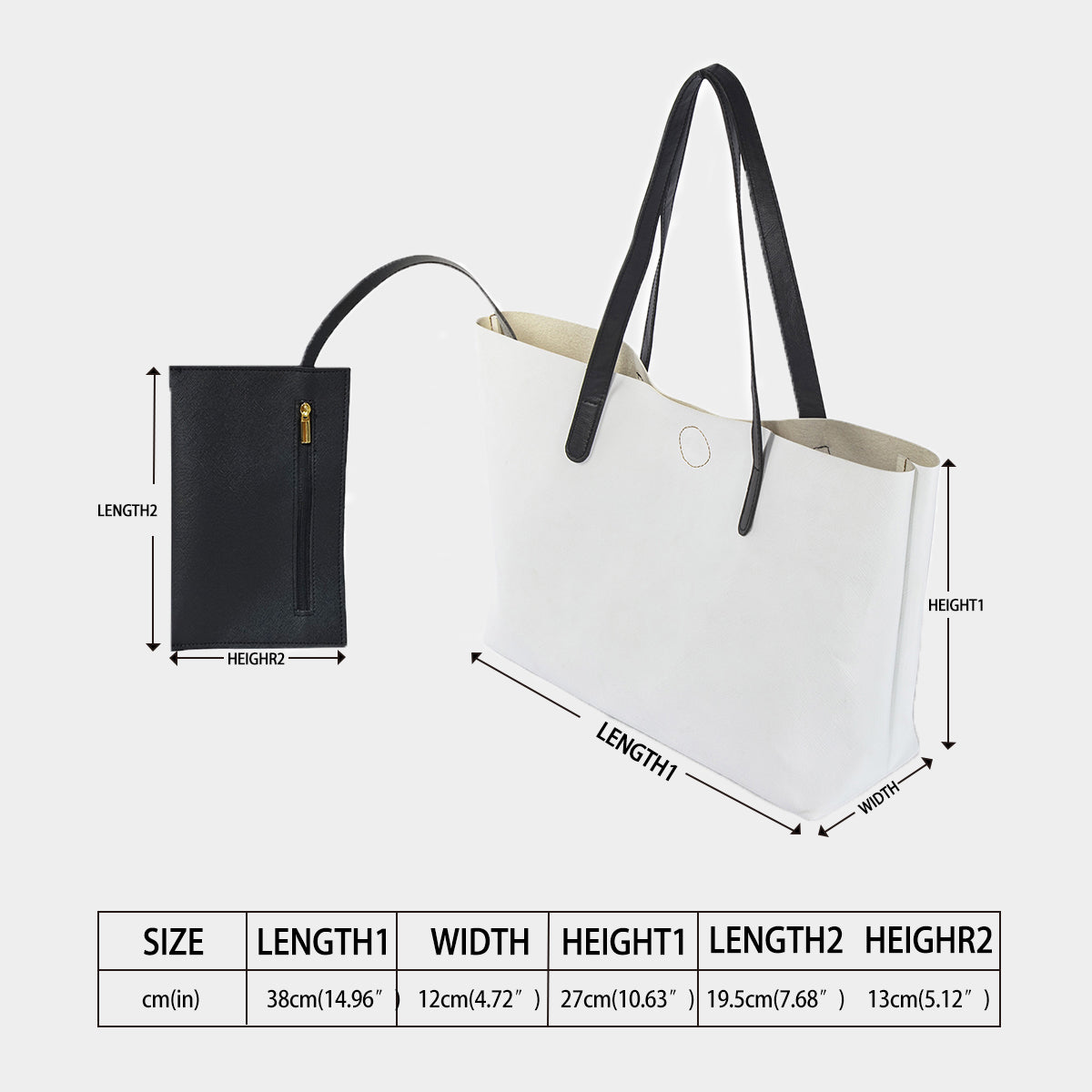 Shopping Tote Bag with Black Mini Purse – Large Capacity Women's Tote Bag Set for Travel & Everyday Carry