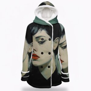 Women’s Faces 1.5 Hooded Double-Breasted Fleece Winter Coat by Sacred Thread